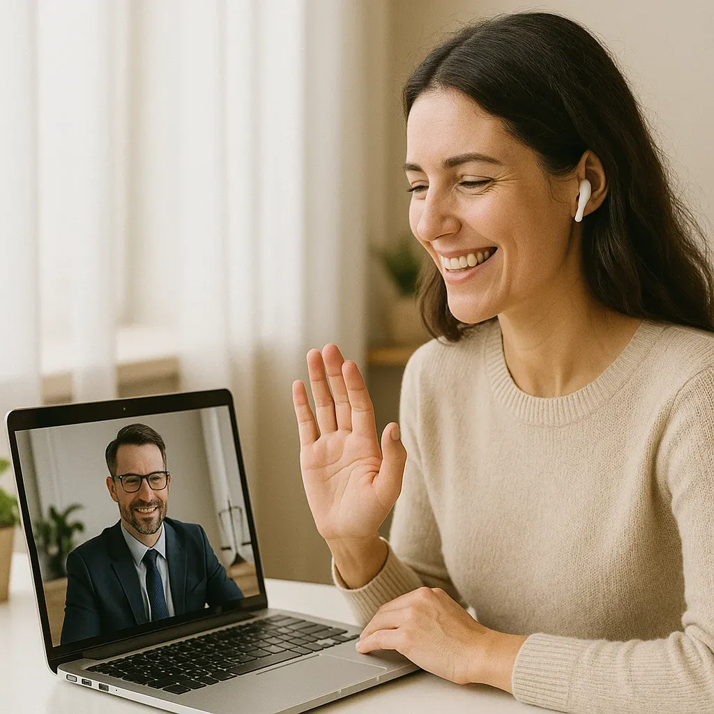 Mujer en videollamada